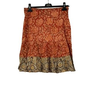 Kuhl Joplin Red Orange Woven Organic Cotton Print Tiered‎ Ruffle Skirt Size 6